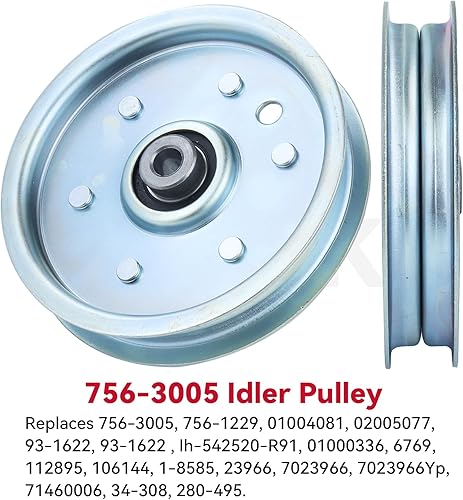 Vista 4 de GELASKA La polea tensora plana 756-3005 reemplaza a la polea Cub Cadet 756-3005, Polea tensora Cub Cadet 756-1229, Cub Cadet 01004081, 02005077