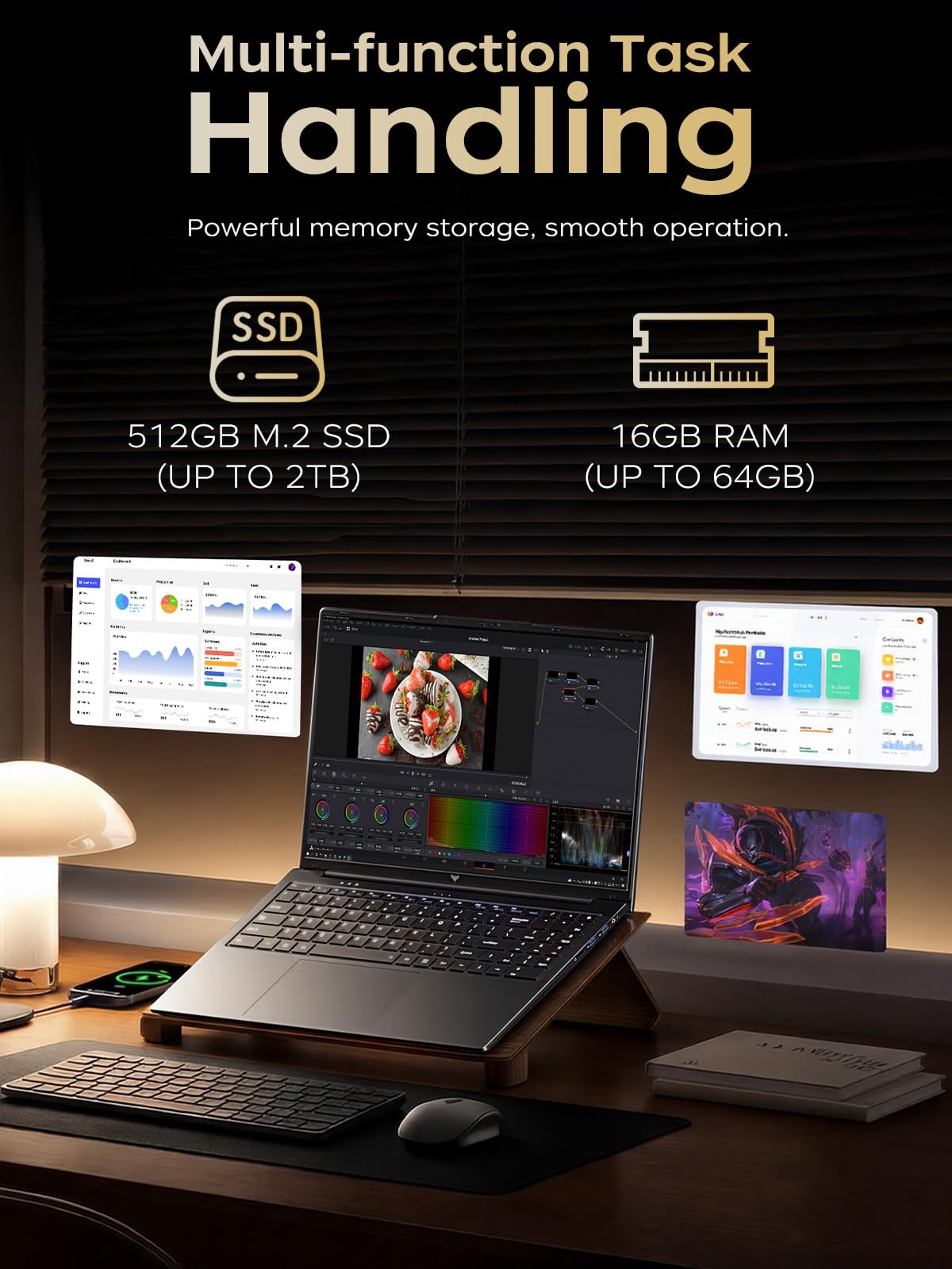 2026 16 Inch FHD Laptop Ryzen 4300U Quad-Core (Processor Up to 3.7GHz) - 16GB DDR4 RAM 512GB M.2 SSD, Support Dual-Band WiFi, HDMI, USB 3.2,BT 5.2, 1200 16:10 HD Display, 5000mAh Long-Batter - 5