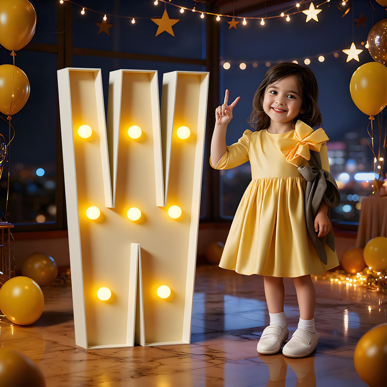 Marquee Letters 3 Feet Tall Large Light Up Letters W Happy Birthday Decorations Wedding Engagement Party Decor Yellow Light Birthday Decorations
