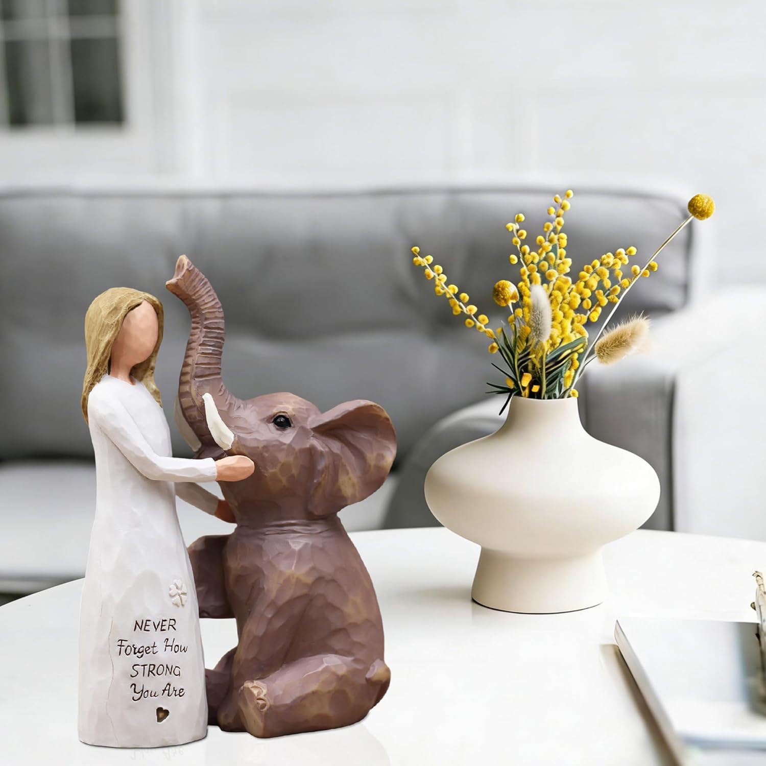 Elephant Gifts for Women Adults, Unique Elephant Gifts, Birthday Gift for Woman Mom Grandma Senior Elder, Elephants Women Embrace Hand-Painted Resin Figurine