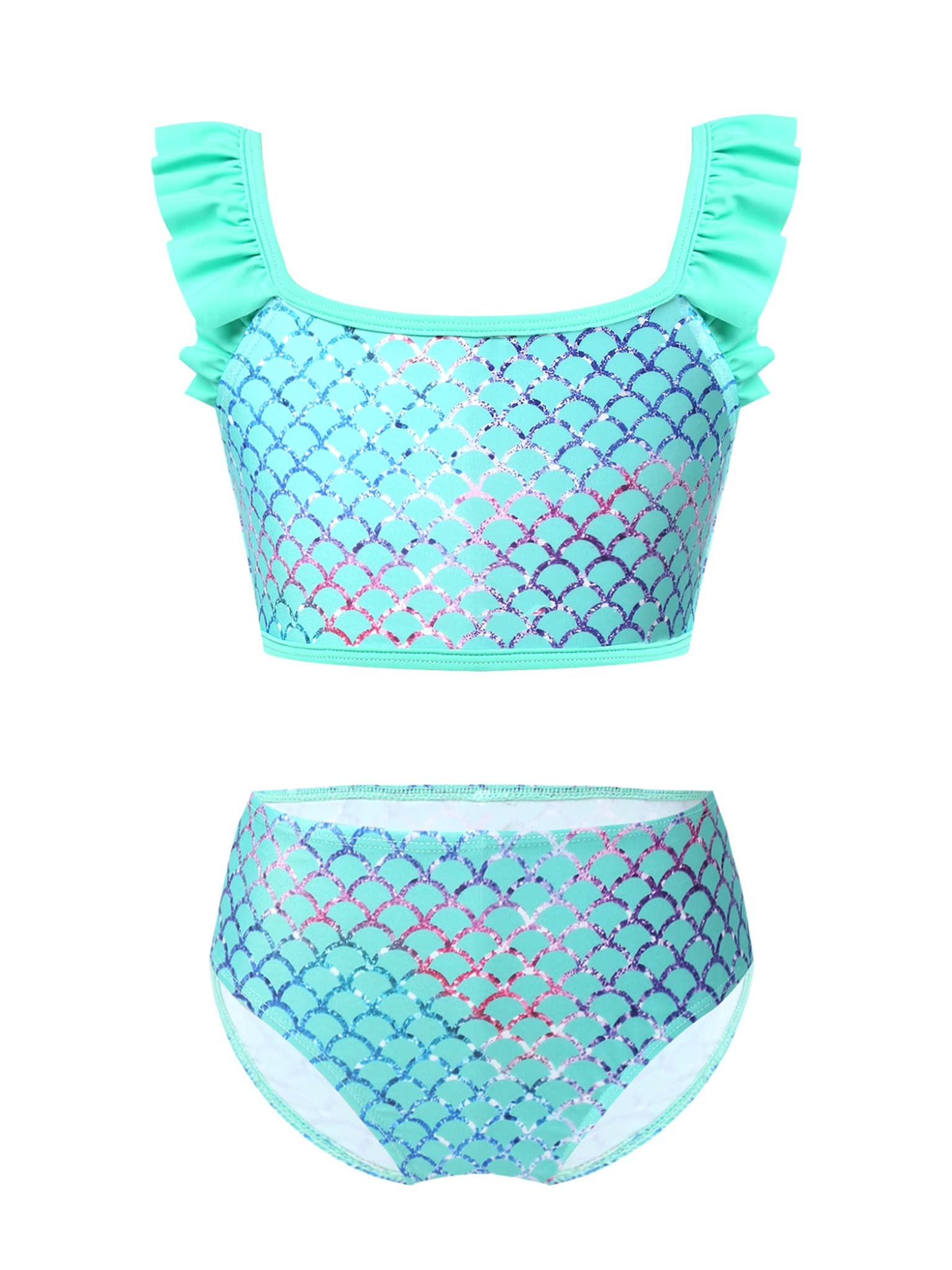 Dziewczęcy kostium kąpielowy, jednorożce, bikini, dwuczęściowy zestaw bikini z szortami kąpielowymi, moda kąpielowa, strój kąpielowy