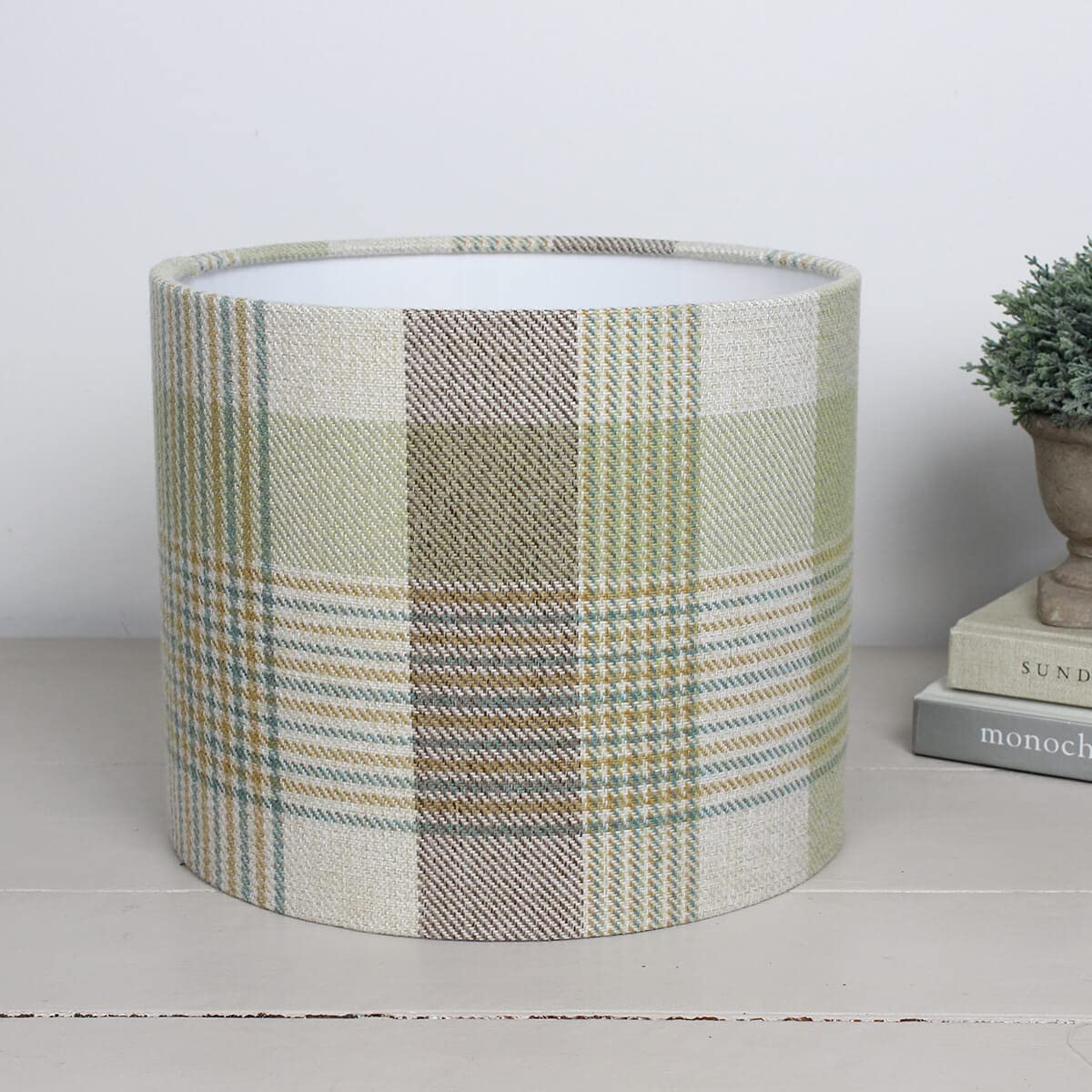 Harrison Cropper Katrine Pistachio Tartan Drum Lampshade (25Cm Diameter Ceiling Pendant)