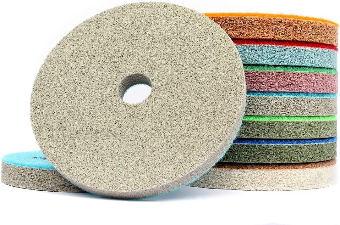 5" Diamond Resin Polishing pad 8 and 7 Fiber Sponge polish disc for granite marble quartz artificial stone concrete cement floor tile counter top refinishing fabrication