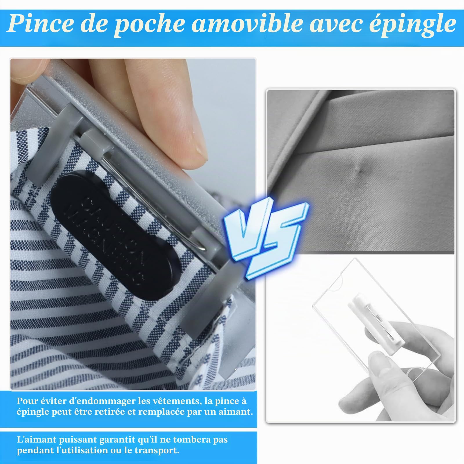 Lot de 25 Badges Nom Personnalisables avec Aimant Double & Épingle, Porte-Nom Magnétique Aluminium pour Travail, École, Événement (70x32mm)
