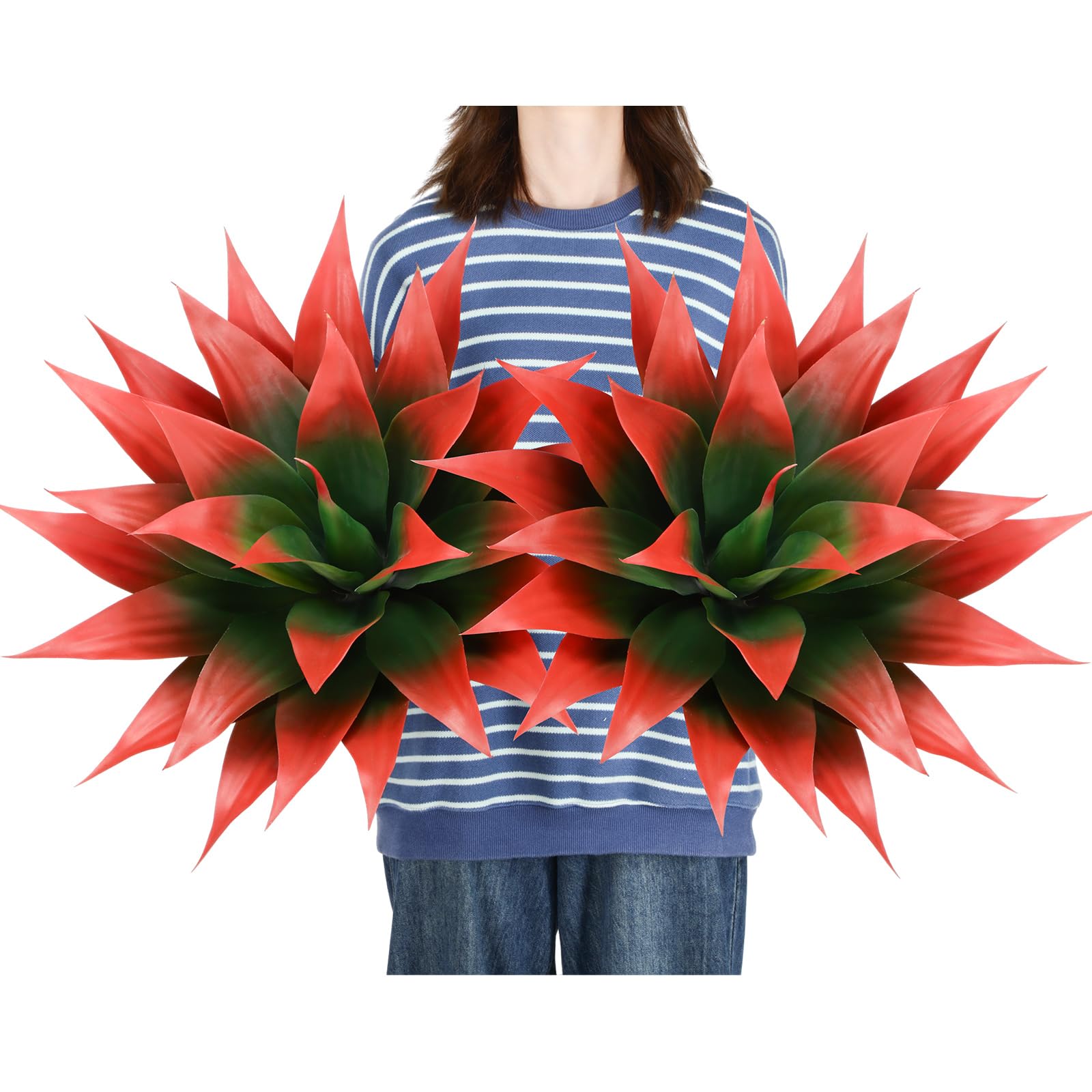 Agave artificiel rouge Giegxin lot de 2 grandes plantes artificielles 71 cm