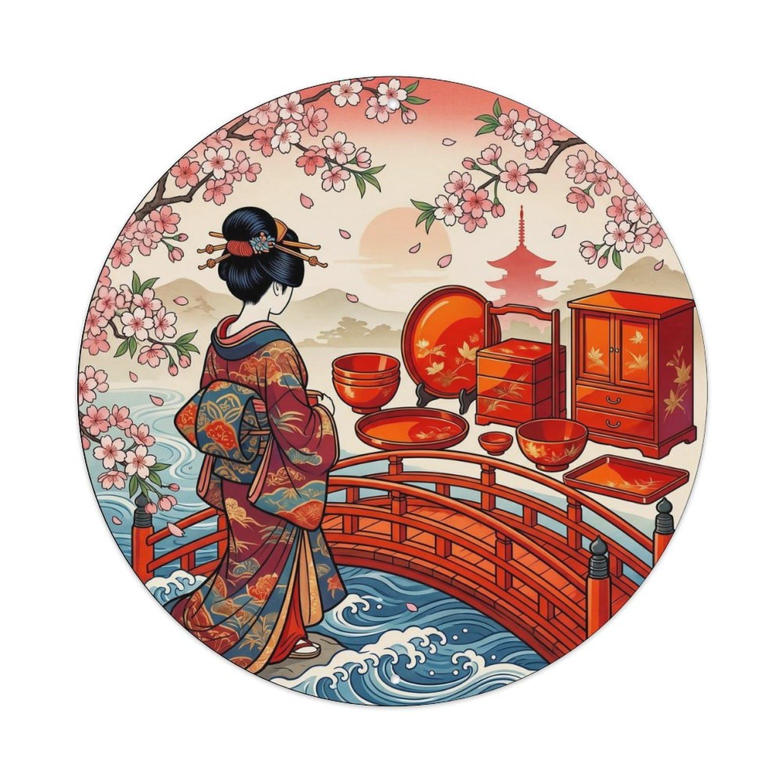 Japanese Geisha Vermillion Lacquer Warmth Metal Tin Sign