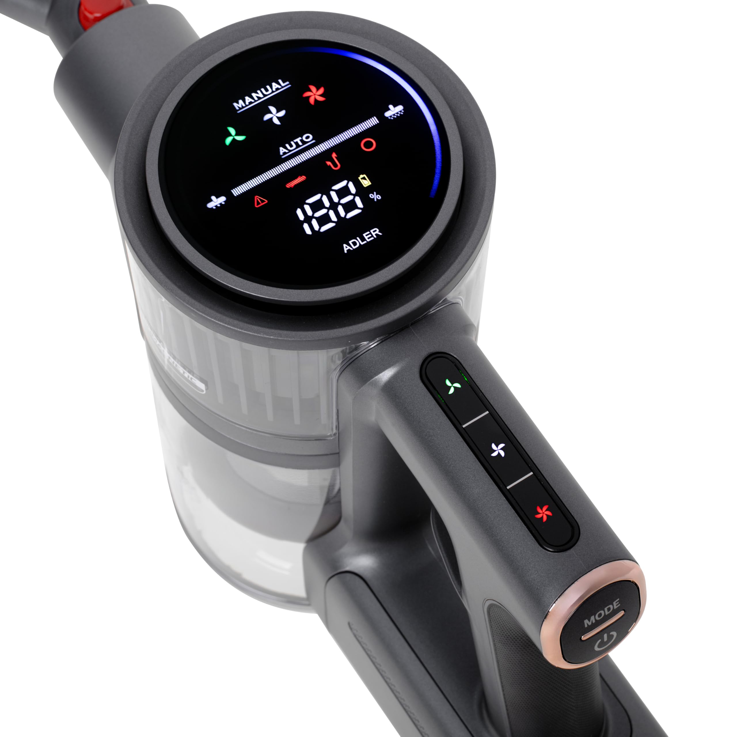 Odkurzacz bezprzewodowy ADLER EUROPE, odkurzacz pionowy 400W/31000Pa, ekran dotykowy LED, czas pracy 55 min, bezprzewodowy odkurzacz do twardych podłóg i dywanów, uchwyt ścienny
