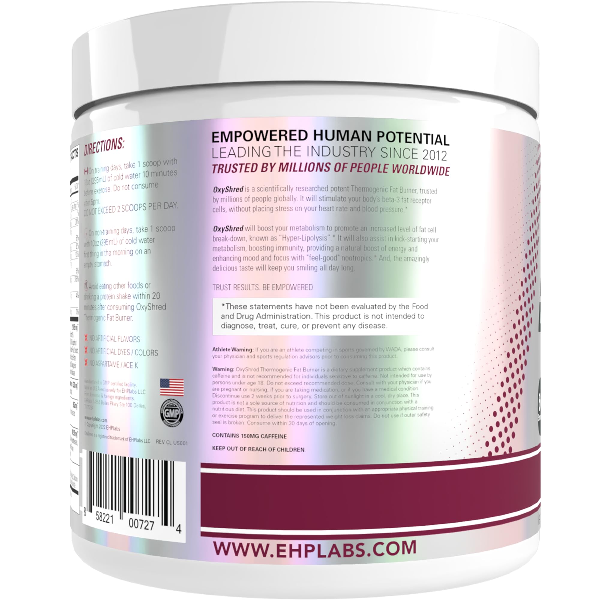 EHP Labs OxyShred Pre Workout Powder & Shredding Supplement - Preworkout Powder with L Glutamine & Acetyl L Carnitine, Energy Boost Drink - Passionfruit, 60 Servings — Amazon image 9