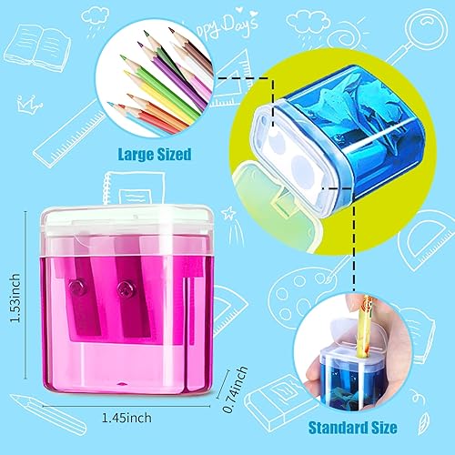 Miniatura 2 de OCHIDO Paquete de 60 sacapuntas a granel, suministros escolares, sacapuntas de doble agujero para niños, pequeños sacapuntas manual para escuela,