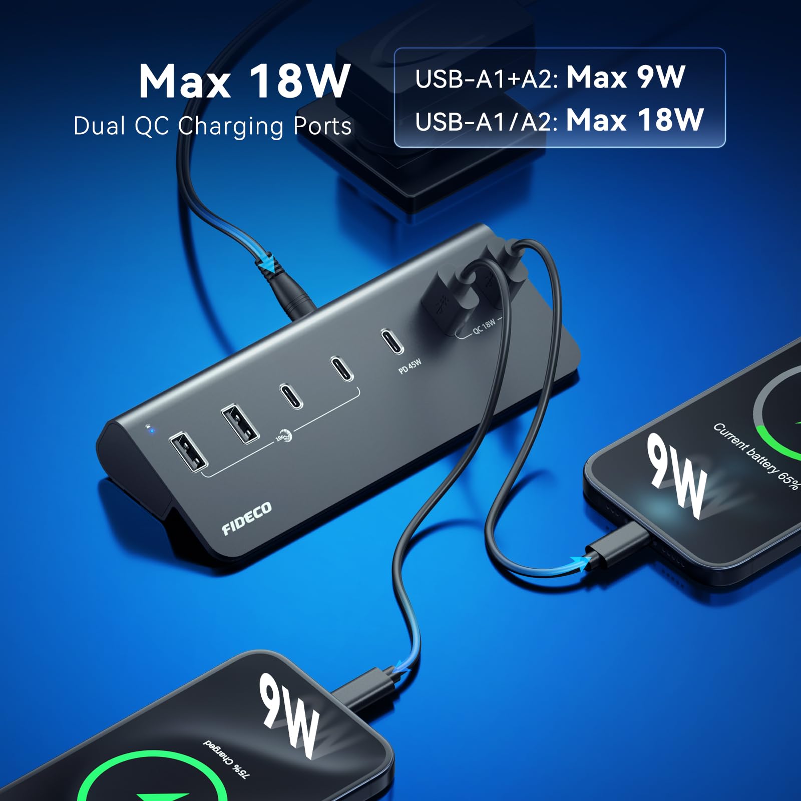 Hub USB alimentato a 7 porte da 72 W, hub USB C con 1 PD 45W, 2 porte di ricarica QC 3.0 e 4 porte USB 3.2 (2 USB-A + 2 USB-C), hub USB in alluminio da 10 Gbps per laptop, PC, MacBook, iPhone 17/16/15