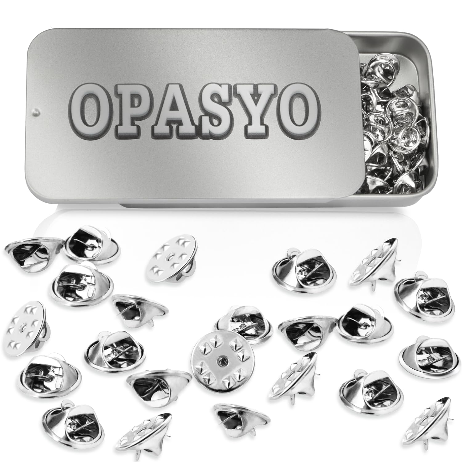 OPASYO 120pcs Locking Pin Backs,Silver Metal Pin Backs for Brooch Hat Badge Insignia Replacement Craft Making,Lapel Butterfly Clutch Locking Pins