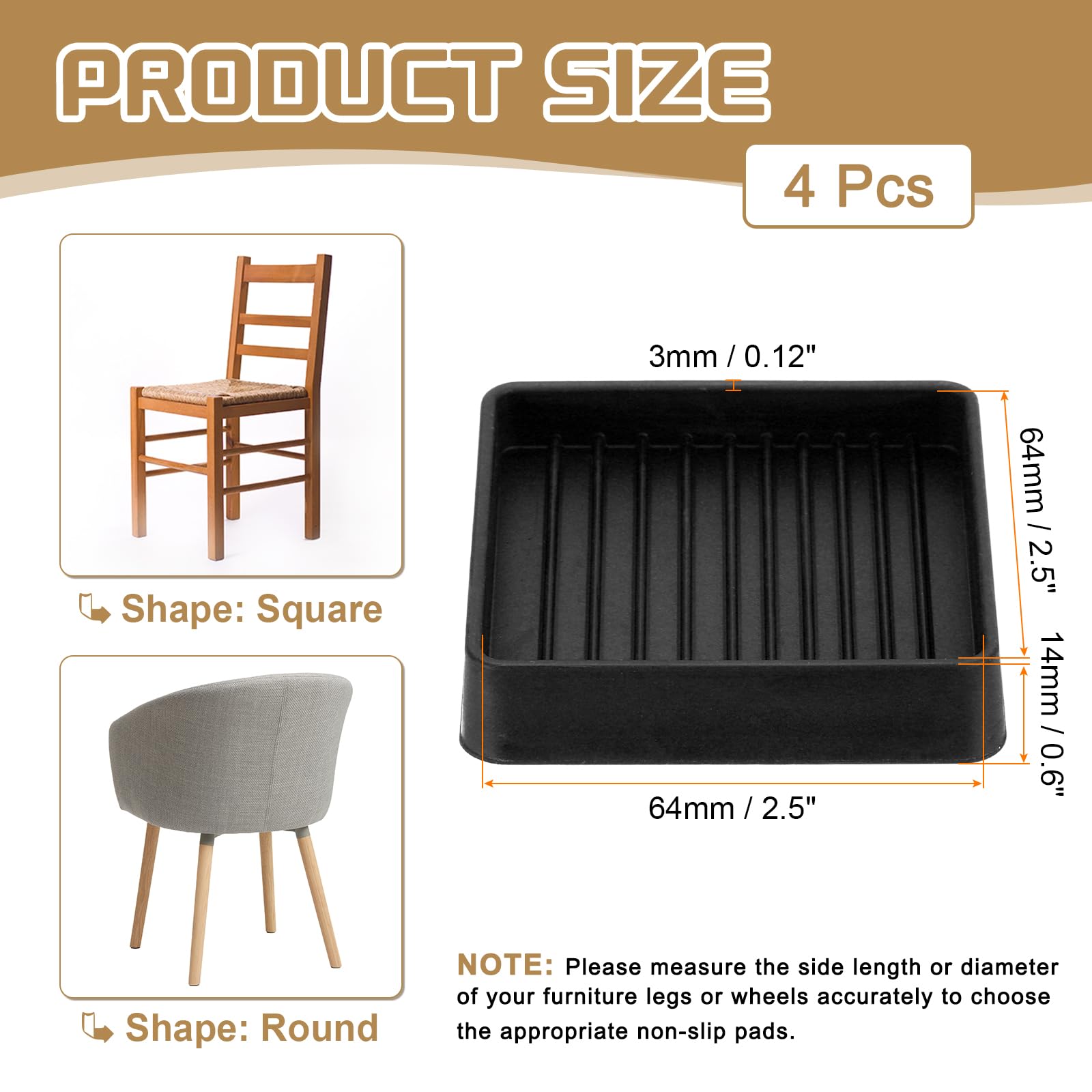 PATIKIL 2.5 Inch Rubber Furniture Pads - Image 2