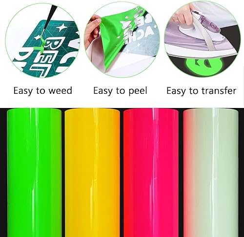 Miniatura 2 de Láminas de vinilo de transferencia de calor 3D de 12 x 10 pulgadas que brillan en la oscuridad película fluorescente luminosa de alta definición