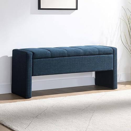 Otomana de 47.25 pulgadas con almacenamiento, banco de almacenamiento en el extremo de la cama, banco de entrada, reposapiés multifuncional tapizado