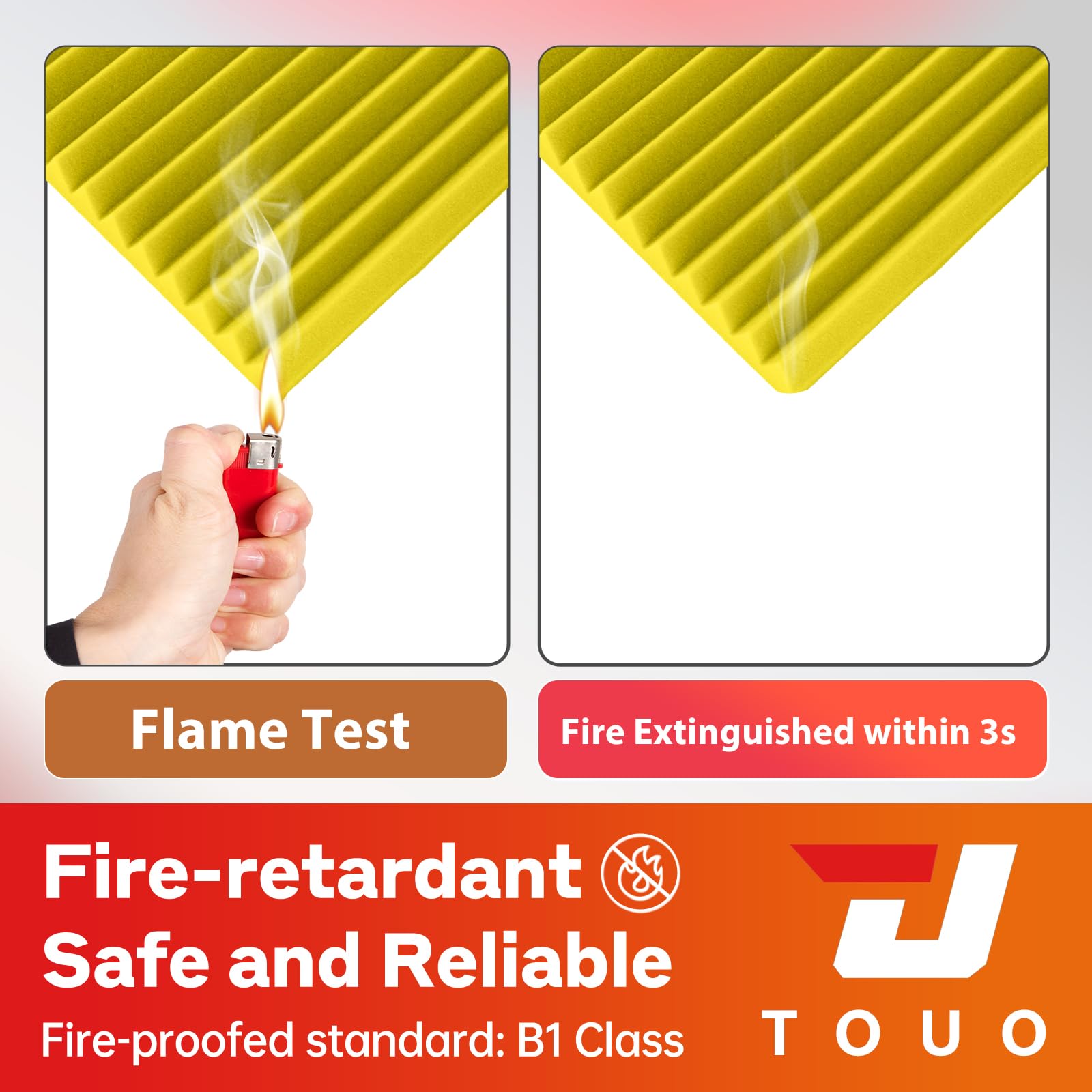 TOUO 12 Pack Acoustic Panels, Sound Proof Foam Panels for Wall 12"x12"x2", Flame Retardant Wedge Acoustic Foam - Image 4