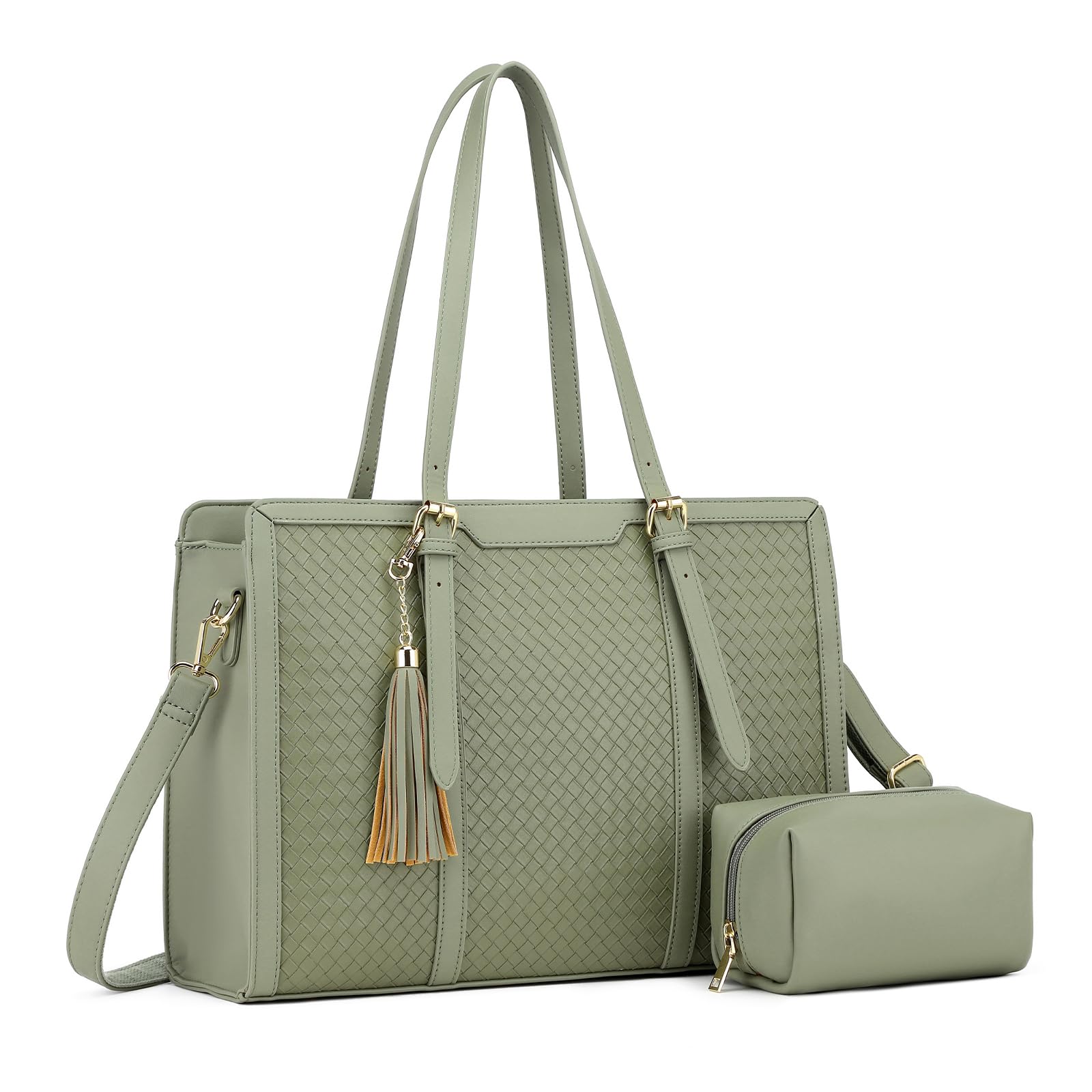 Bolsa de mano para laptop para mujer de 15.6 pulgadas, bolsa de trabajo de piel sintética para mujer, bolso grande para computadora con bolso