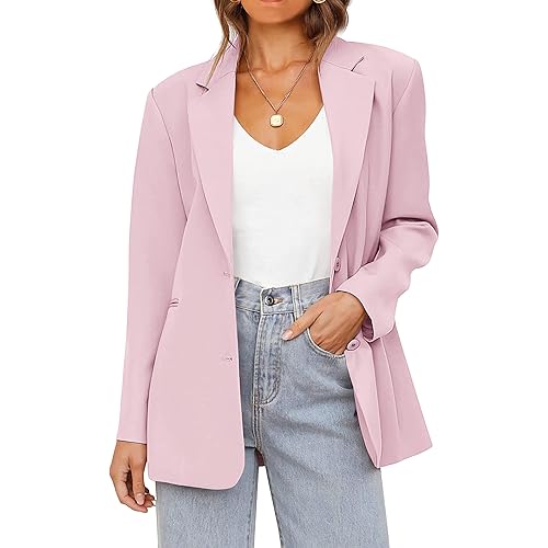 MEROKEETY Women's 2024 Fall Casual Blazers Long Sleeve Lapel Open Front Button Work Blazer Jackets with Pockets