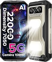 DOOGEE Vmax S Telephone Portable Incassable 5G 6nm Dimension 7050, 22000mAh/33W, 1200 LM Lampe Torche, 108 MP AI Caméra,24 GB RAM+256GB ROM, 6,58’’+120 Hz,Smartphone Incassable,WIFI6/NFC/Face ID/OTG