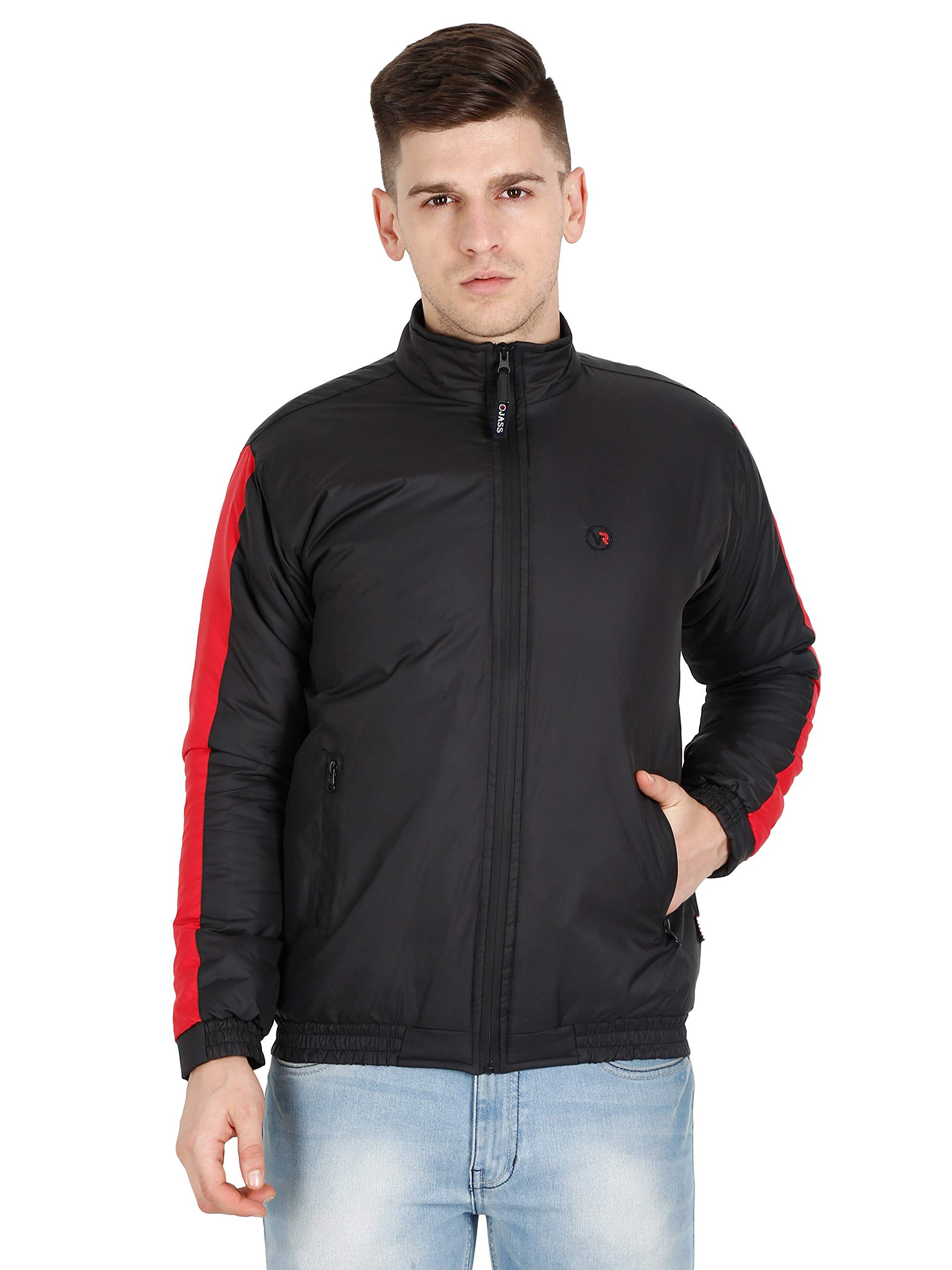 VROJASSMen's Polyester Standard Length Bomber Jacket