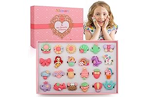 24PCS Adjustable Rings for Toddler Girls: Gift Set for Pretend Play and Dress Up