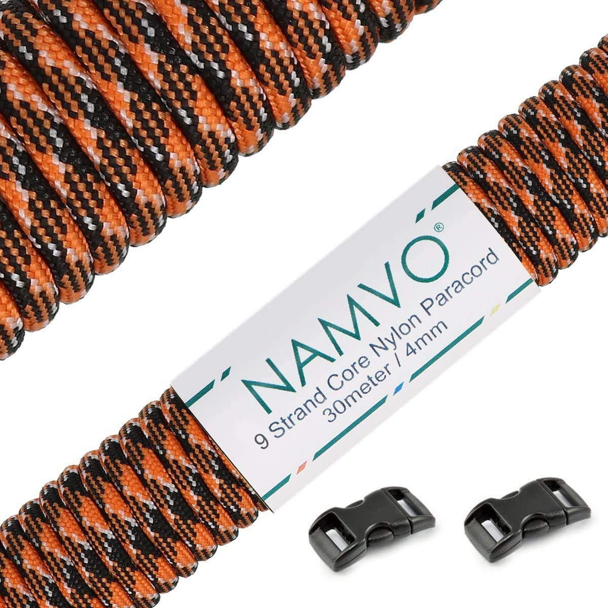 Namvo 100 Feet, 9 Inner Strands, Strong Breaking Strength, 4mm Diameter 550 Paracord Mil Spec Type III Nylon Parachute Cord