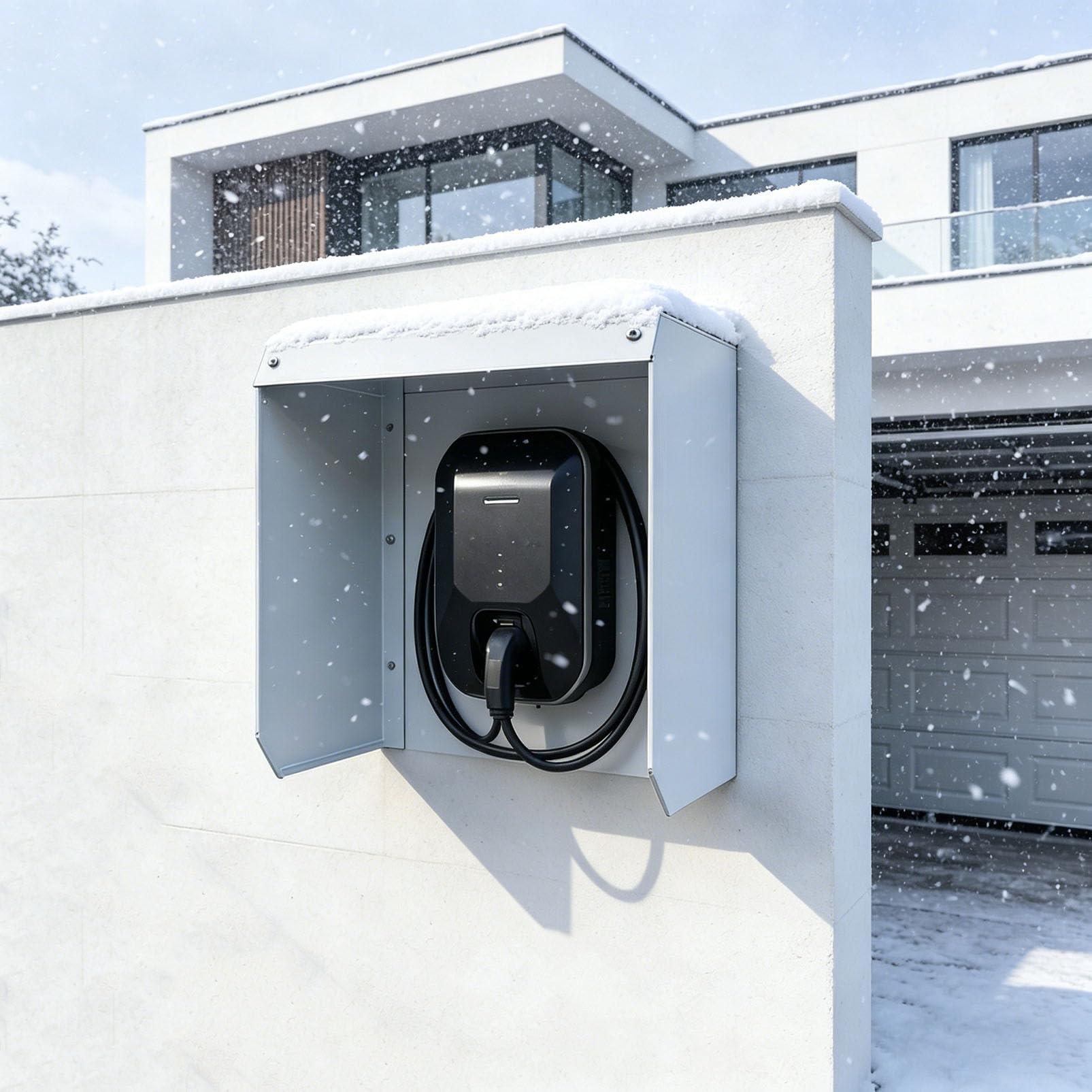 Pokrywa ładowarki EV na zewnątrz, magnetyczna obudowa odporna na warunki atmosferyczne, Heavy Duty Metal Wall Box z przyciemnianymi drzwiami, osłona przeciwdeszczowa UV do stacji ładowania pojazdów el