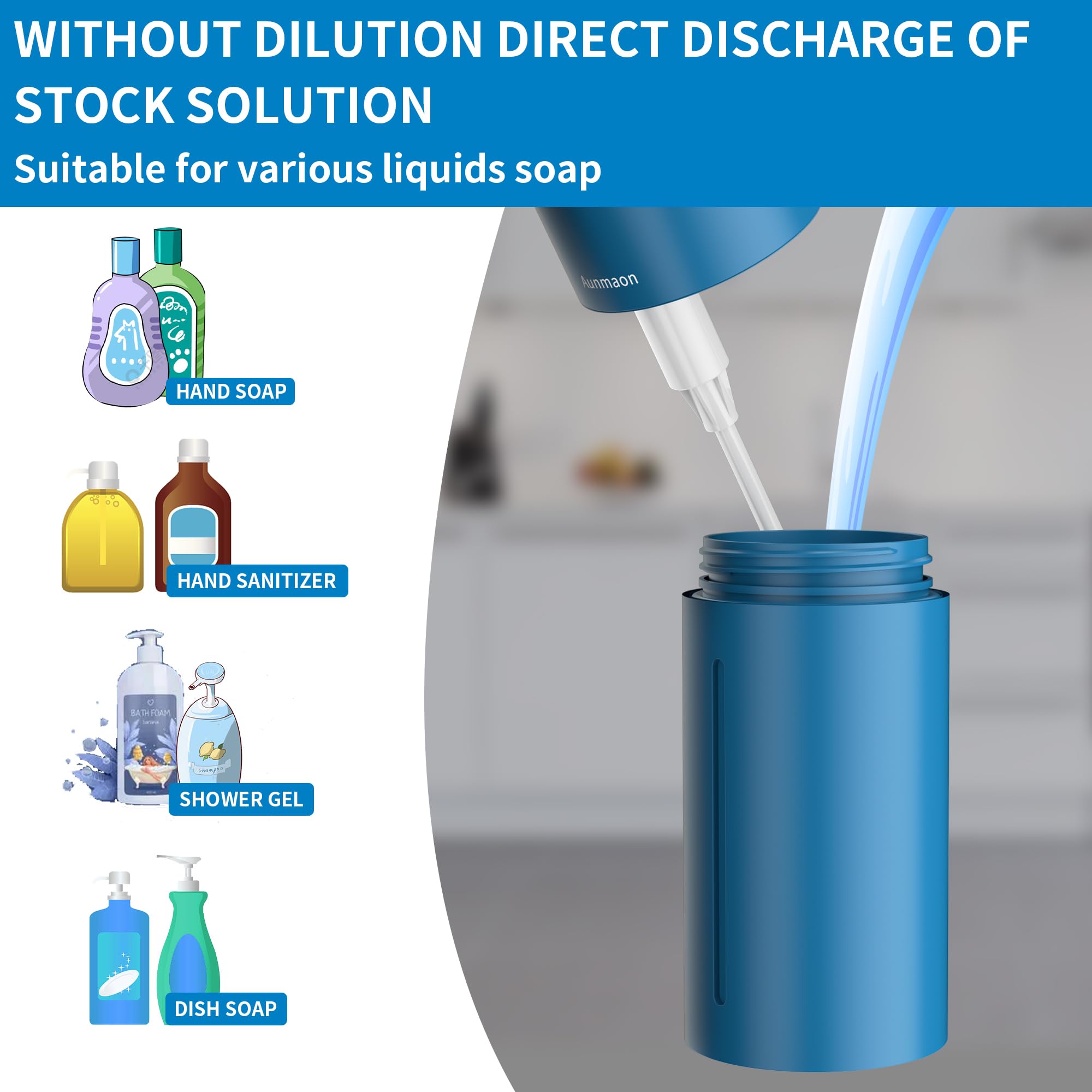 Distributeur De Savon Automatique Sans Contact - Réglage Volume Physique - Faible Consommation - Cuisine/Salle De Bain