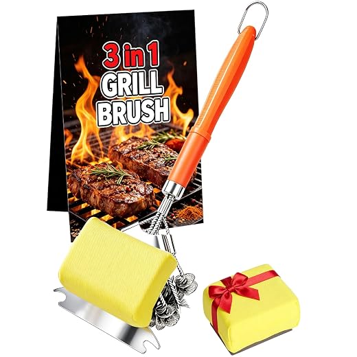 3-in-1 Grill Brush/Scraper w/Sweep Sponges & 18" Handle - $19.99