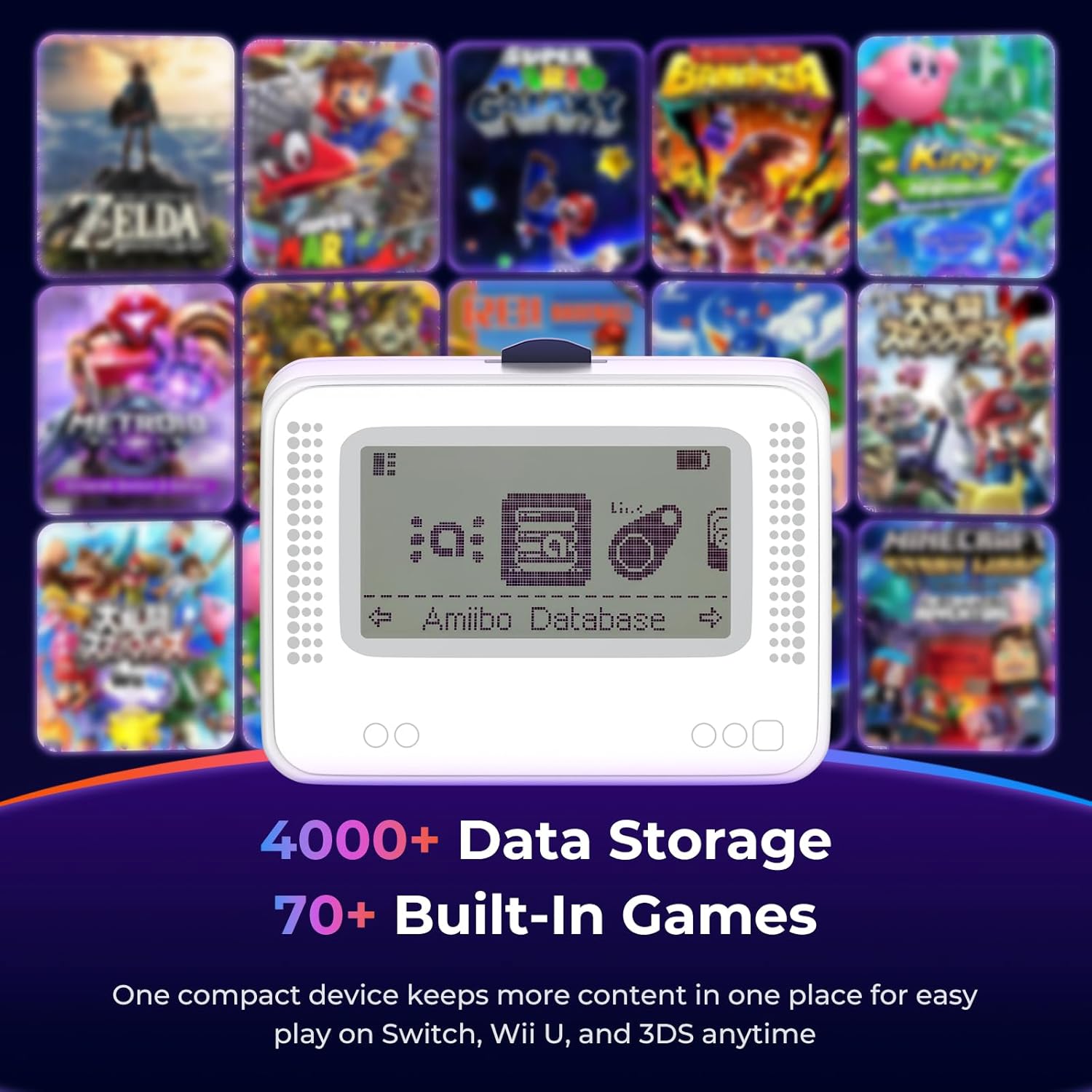 Allmiibo NFC Tag Emulator for Switch, Wii U & 3DS - Game Data Writer with 4000+ Saves, 70+ Game Support, Auto UID Regeneration, Unlimited Scans, 1.2" LCD, USB-C Rechargeable, Gift for Man Father's Day 3 71cQ1 R9pDL. SL1500