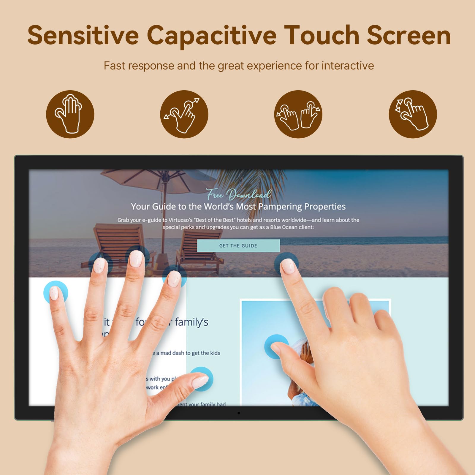 Pantallas publicitarias de señalización digital de 15.6 pulgadas con soporte ajustable, monitor de pantalla multitáctil capacitivo con pantalla de cámara que refleja la gestión de la nube CMS,
