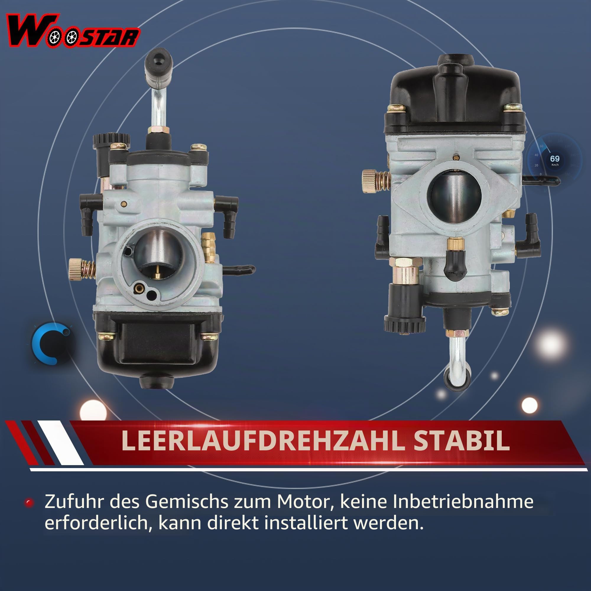 WOOSTAR PHBG 21mm BS Rennen Vergaser mit Kraftstoffleitung mit Dichtungen Ersatz für 2 Takt 50ccm 70ccm 80ccm 90ccm 100ccm Motorrad