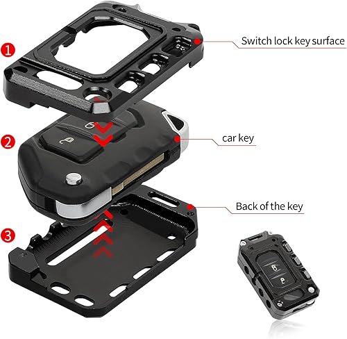 Miniatura 5 de JeCar Funda para llavero para Jeep Wrangler JL JLU Gladiator JT 2018-2024 (negro)