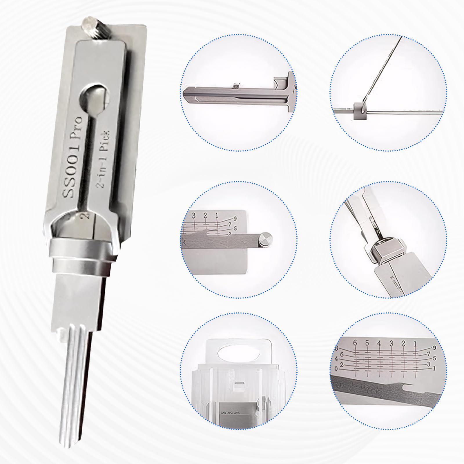 Master Key Decoder,Stainless Steel Master Key Decoder,Door Lock Opener Pick,SS001 Lock Pick Decoder,Para Diversos Escenarios,Como Abrir Cerraduras,Leer Cilindros De Cerraduras Y Fabricar Llaves