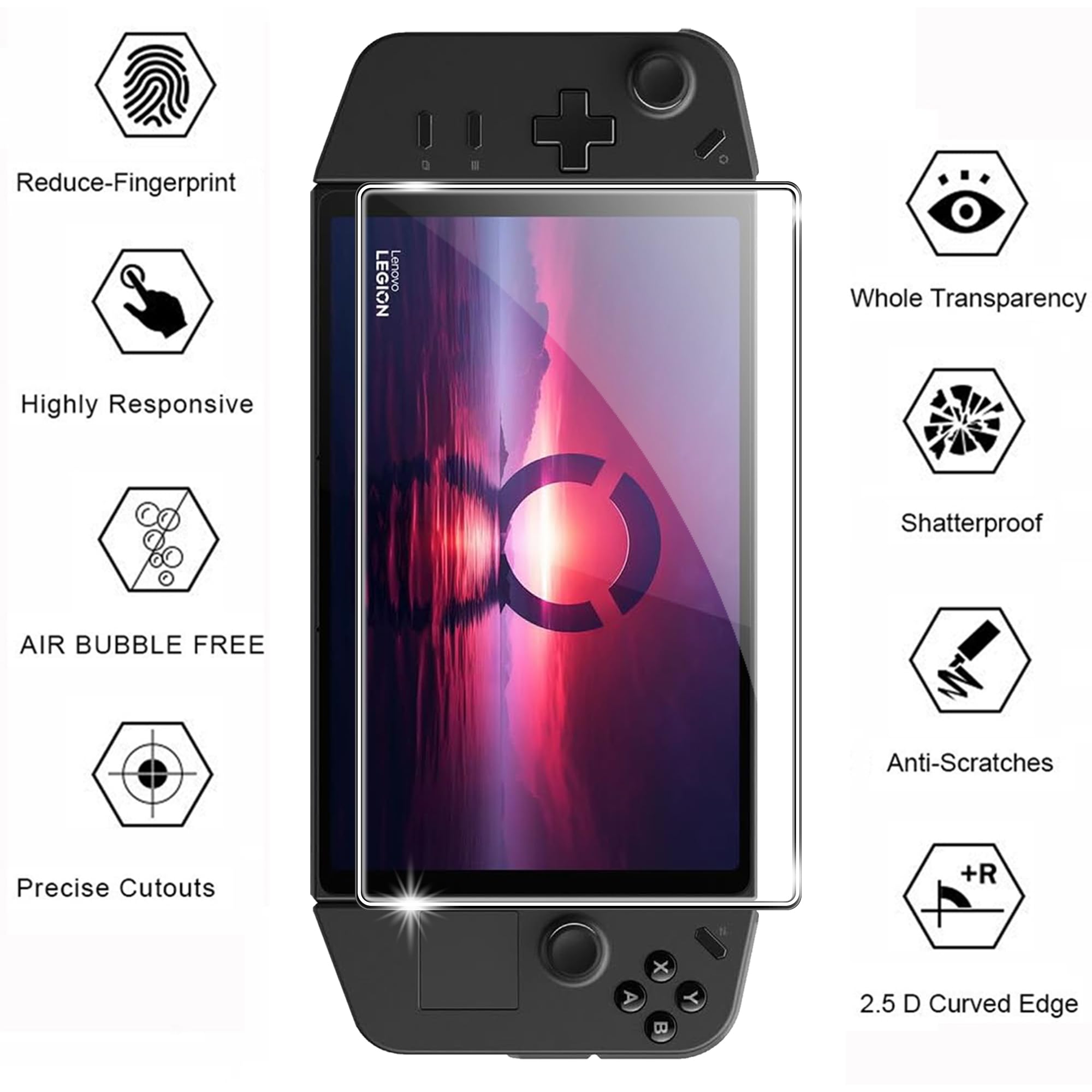 Fhyeugfy Lot De 3 Protections écran En Verre Trempé Pour Lenovo Legion Go S - HD Transparent, Anti-rayures 9H, Sans Bulles