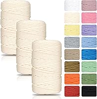 Vista 13 de PHUNTTEK Cordón de macramé de 0.079 in x 590 yardas, 18 rollos de cuerda de algodón natural, 3 soportes de cuerda de yute, cuerda suave, hilos