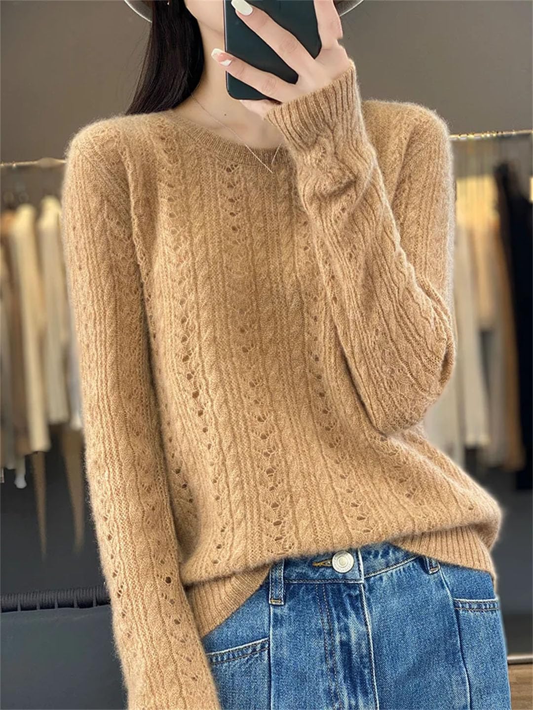 Vogrtcc Maglione Pullover in Lana Autunno Inverno da Donna