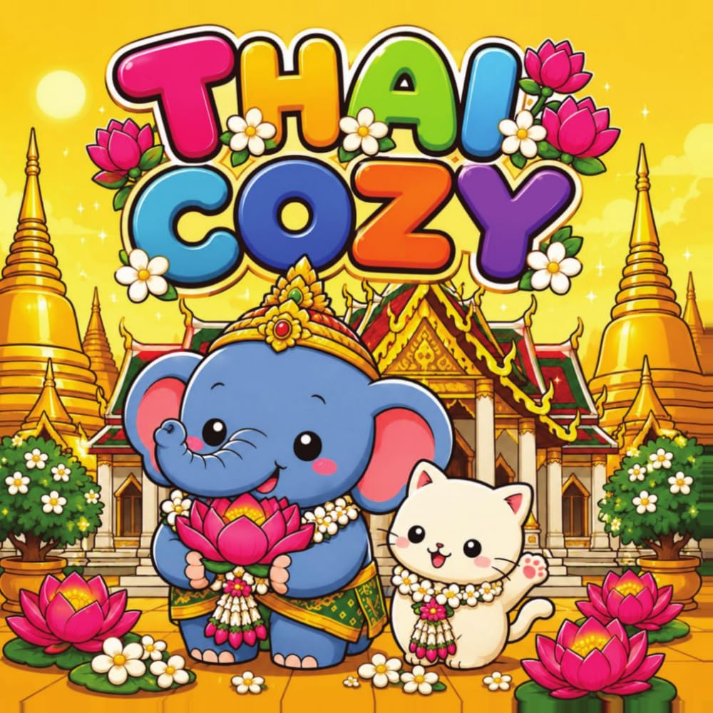Thai Cozy: Cute and Simple Thailand Coloring Book for Adults, Teens, Seniors and Beginners (World of Cozy)