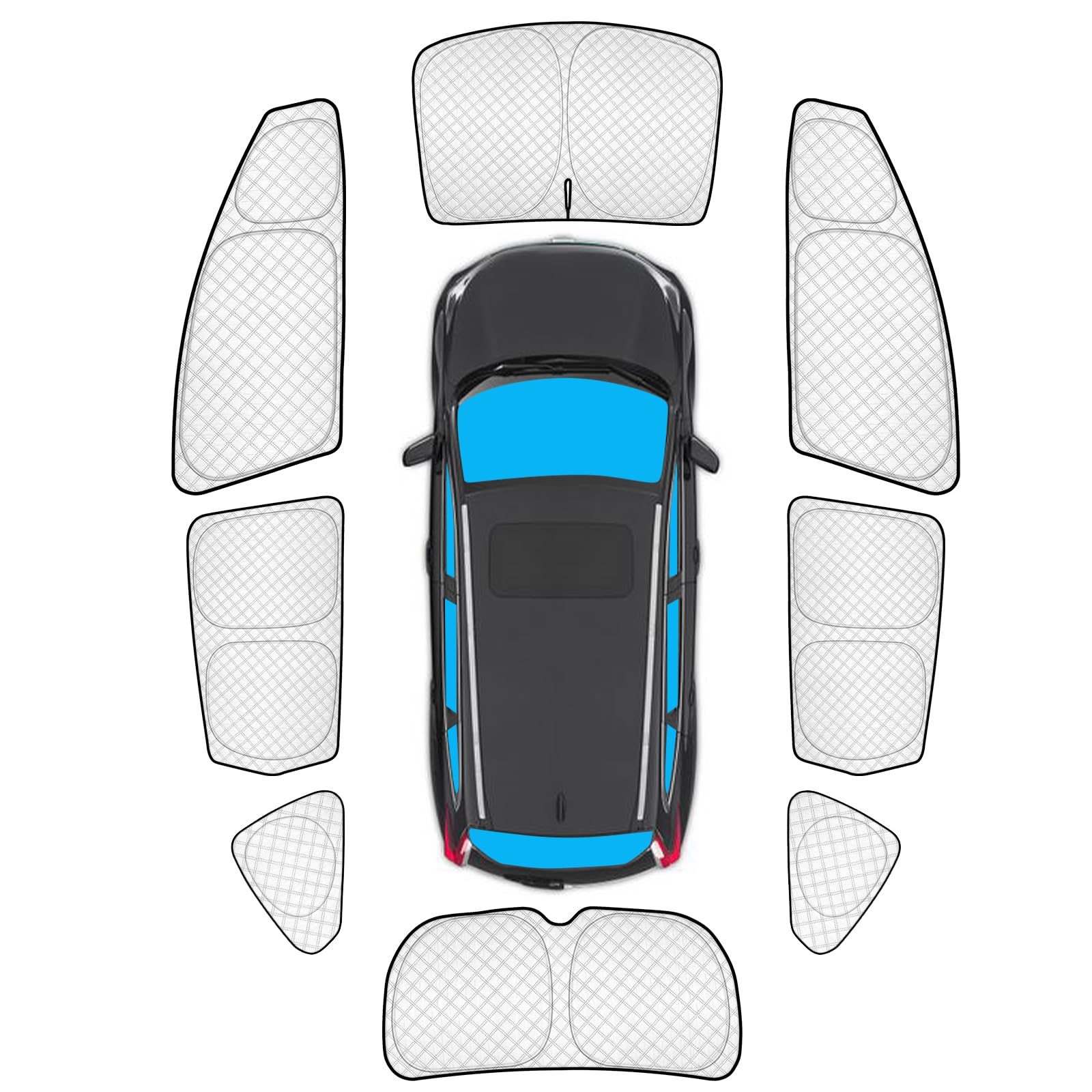 KMF 8pcs Thicken Sun Shades for Nissan Murano 2015-2024 Accessories, Full Car Window Covers Sunshade for Windshield Side Rear, UV Block and Blackout Privacy for Car Camping Outdoor