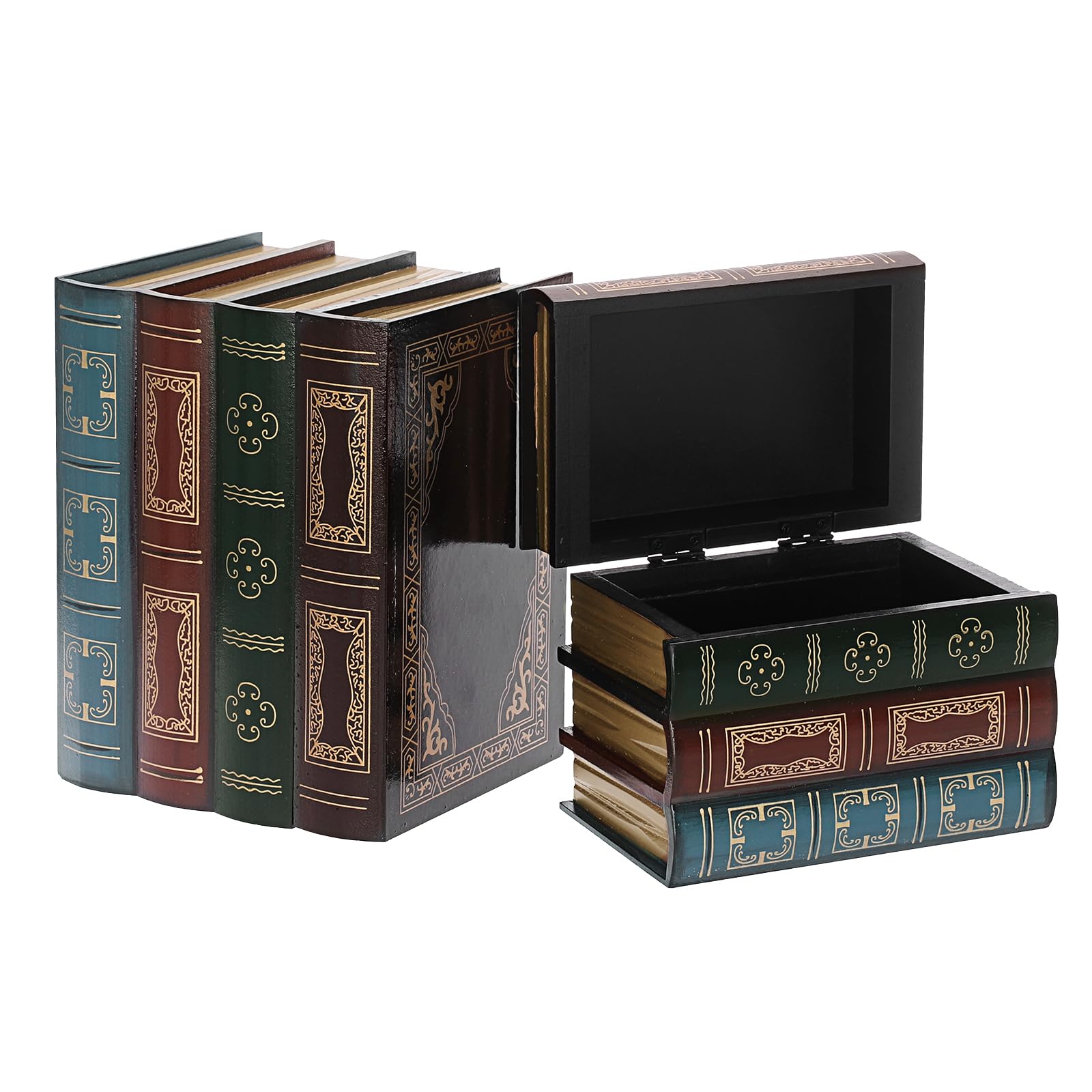 ELLDOO 2 Pack Decorative Book Boxes, Vintage Style Fake Book Box Hollow Book Hidden Storage, Antique Decorative Storage Boxes for Jewelry Trinket