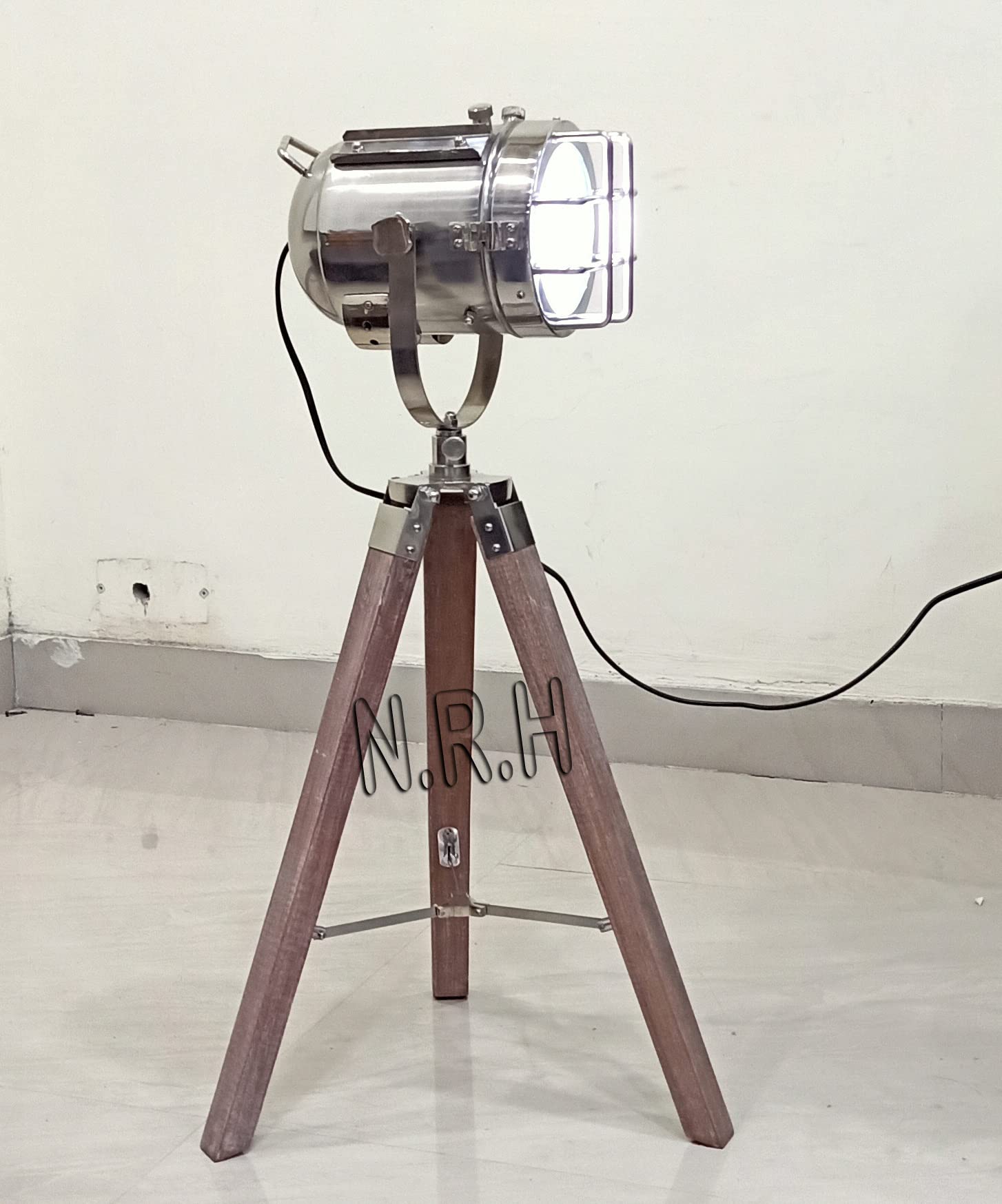 Farmhouse - Lampada da tavolo regolabile per cinema con treppiede in stile bianco antico