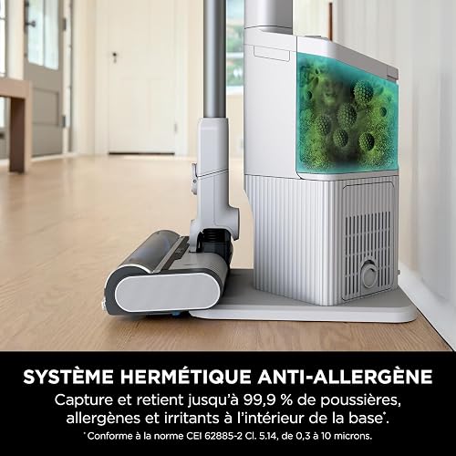 Shark Clean & Empty, aspirateur sans fil, vidage automatique, aspirateur anti-emmêlement avec accessoires pour animaux et suceur plat, autonomie 40 min, station de chargement, blanc/bleu, BU3521EU - 5