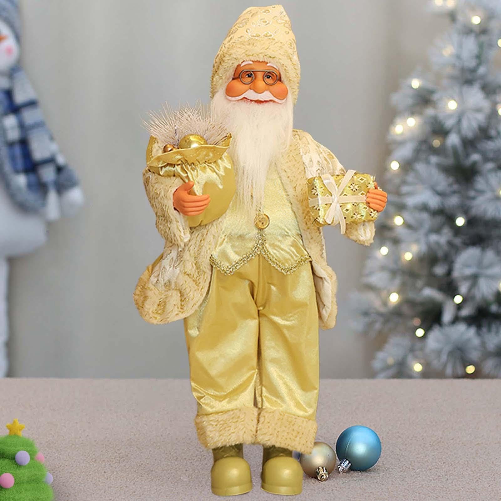 Figura de Papá Noel, Muñeco de Papá Noel, Decoración Navideña de Pie para La Fiesta de Navidad, Figura de Papá Noel para El Dormitorio, Amarillo, Individual