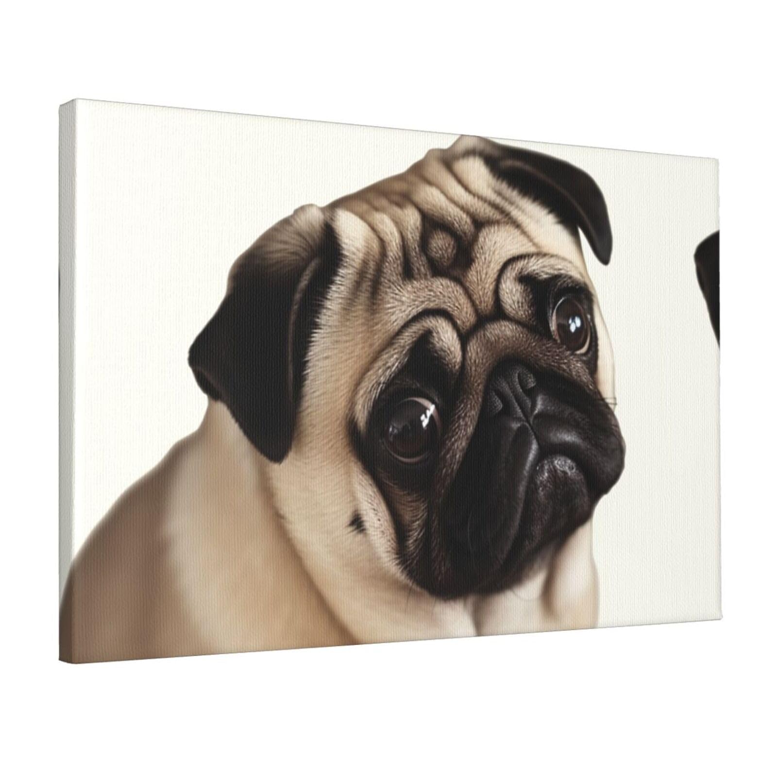 Canvas Wall Art for Living Room Wall Decor 12"x18" Modern Artwork Painting Pictures Hanging Canvas Prints Pug Dog Aesthetic Wall Art for Bedroom Bathroom Office Wallart Decor
