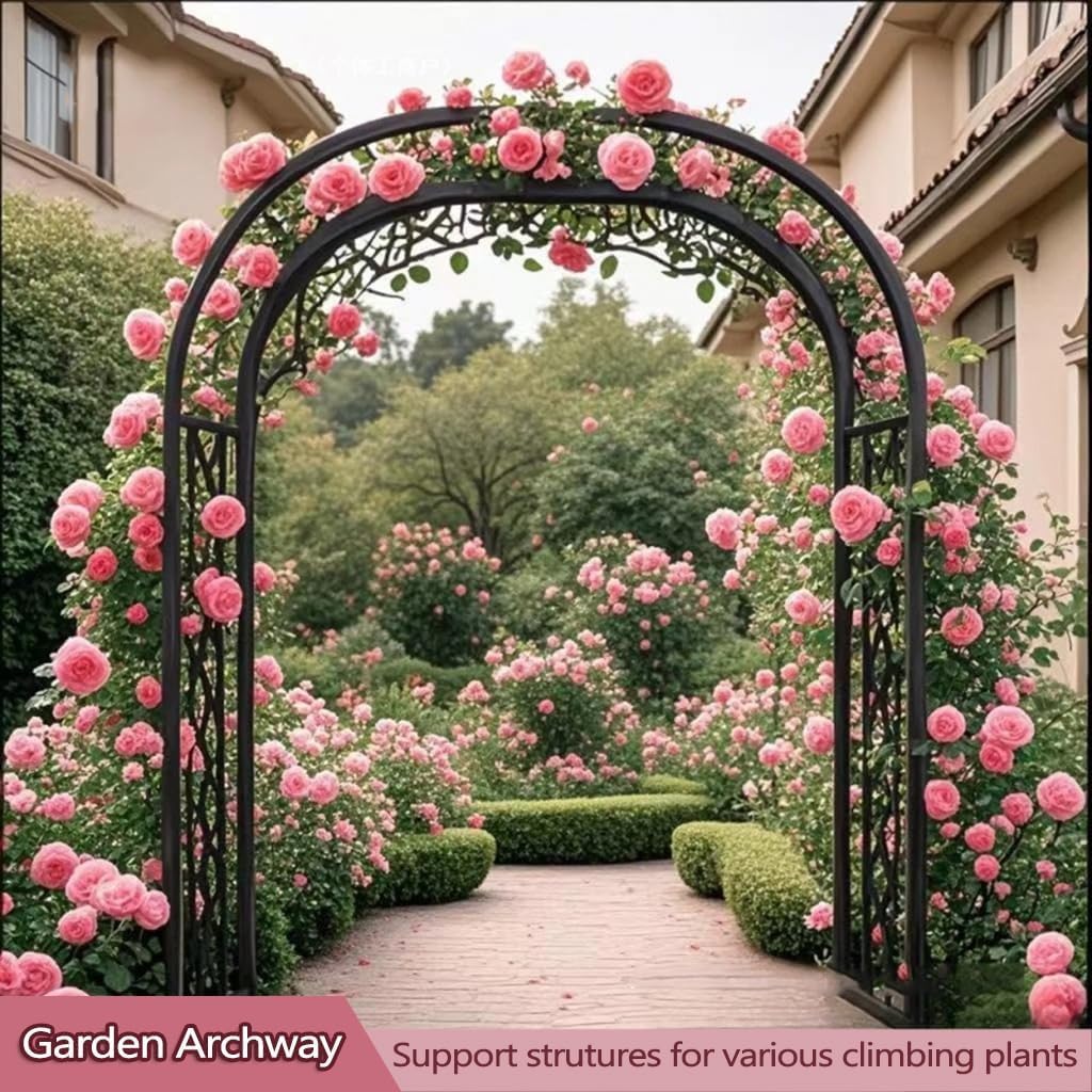 Arco de Jardín Pesado, Enrejado Hierro Antióxido Base Fuerte para Rosales | Arco para Bodas para Patio, Césped y Eventos al Aire Libre