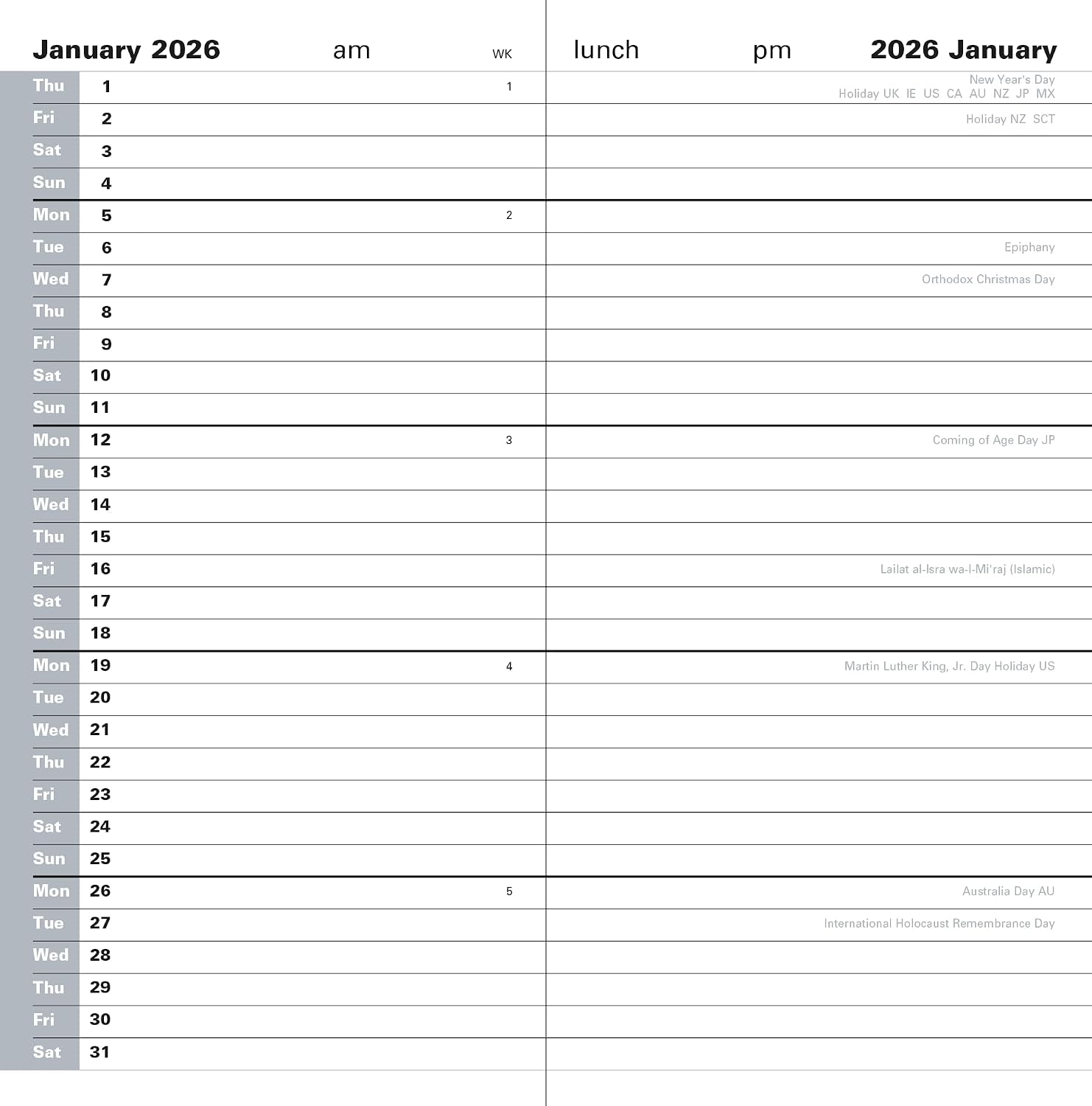 Letts of London Classic Slim month to view 2026 diary - dark Blue 26-T15SBL