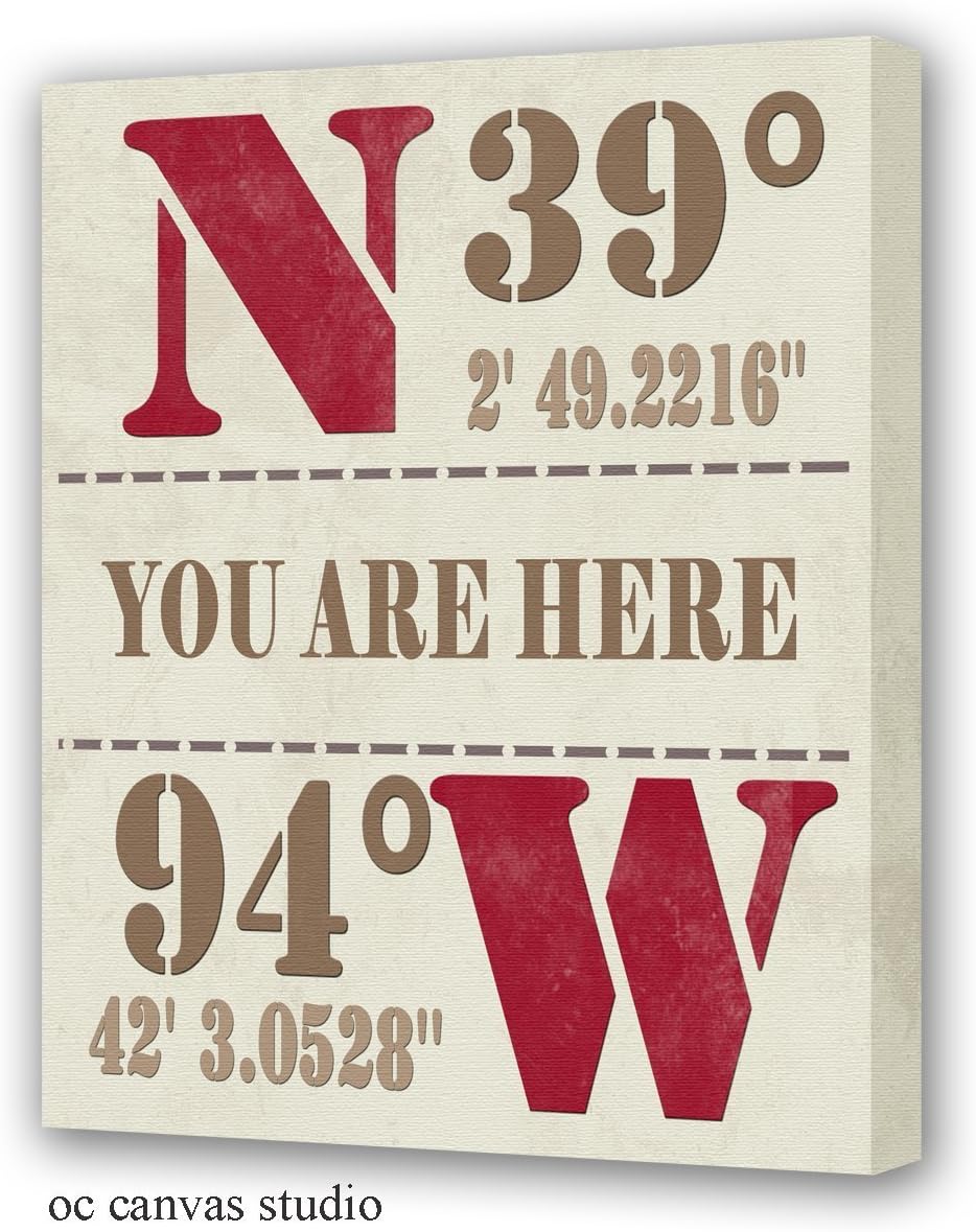 New home owner custom gift. Home location coordinates cotton canvas print. Framed Canvas.