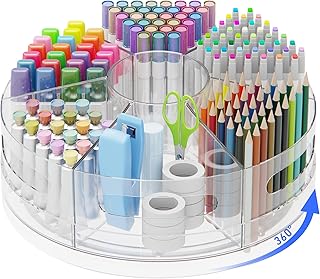 Pen Organizer for Desk - Acrylic Pen Holder with Hand Grips, 360° Extra ...
