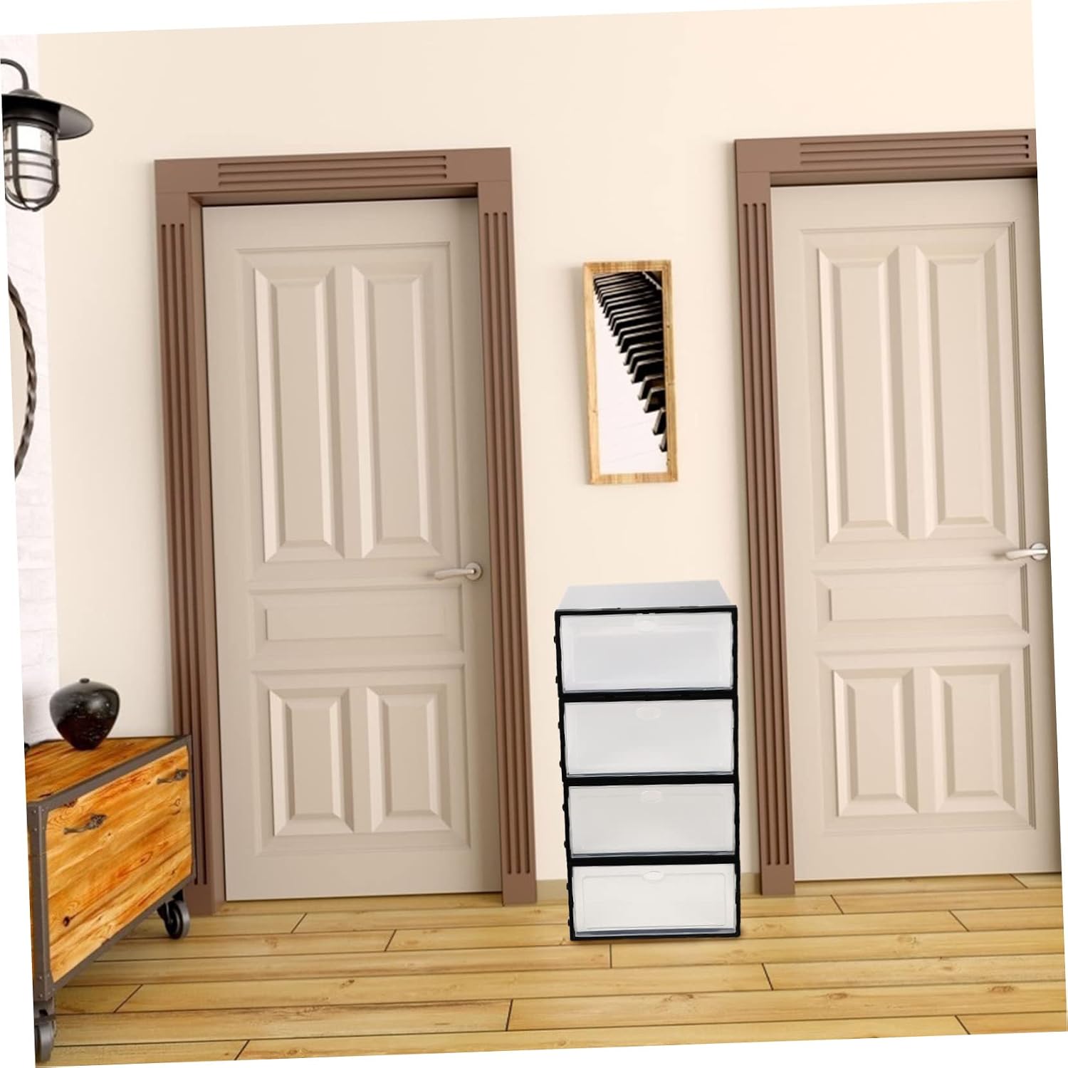 Zerodeko 4pcs Thickened Plastic Shoes Storage Box Holder Boxes for Closet Door Entryway