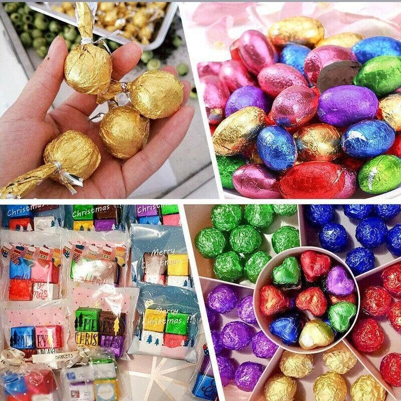 Royals 200pc Assorted Colour Foil Wrappers for Chocolate, 8 x 9 cm, (Plain/Printed) Chocolate Paper Chocolate Wrapping foil - Image 6 thumbnail