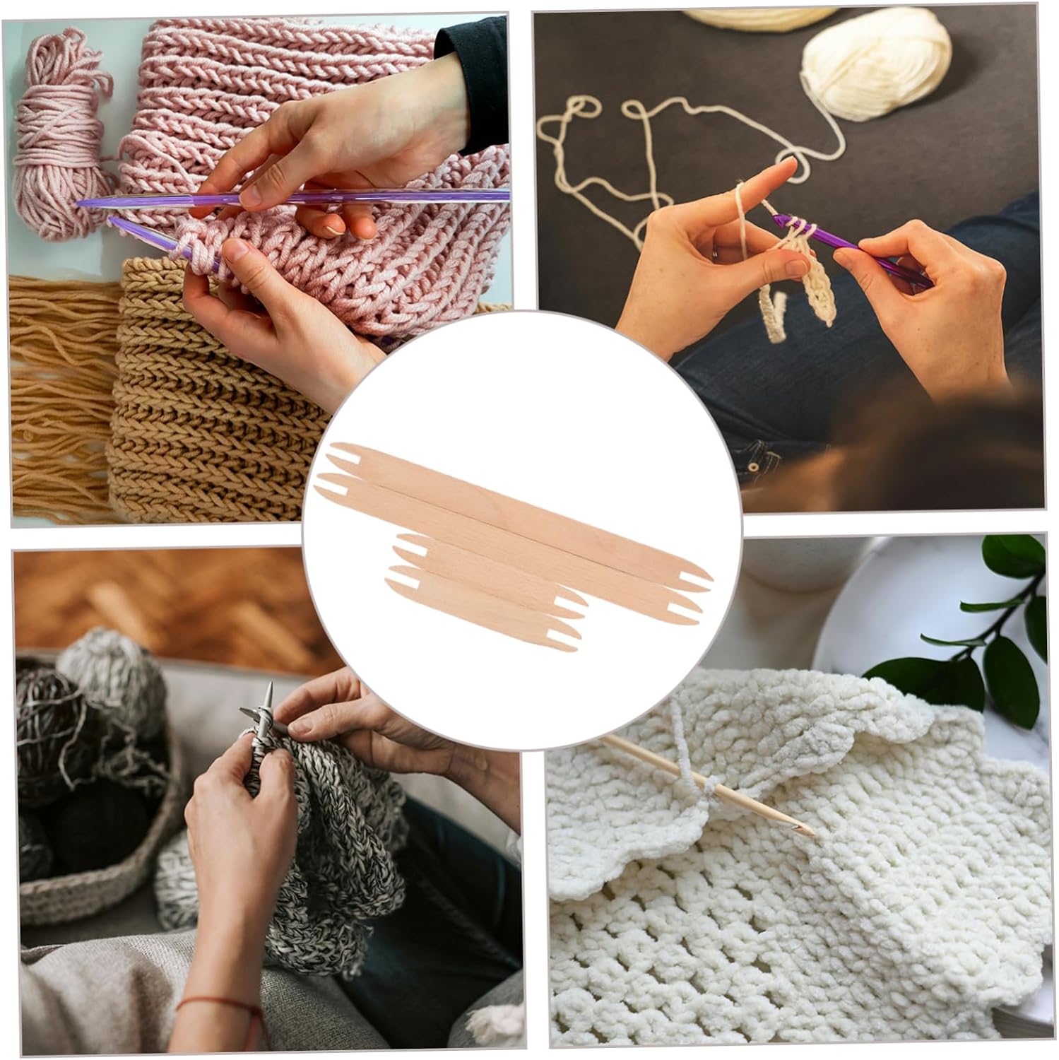 Gadpiparty 4Pcs Wooden Weaving Shuttles Lightweight DIY Knitting Tools for Sweater Making Weaving Crafts for Blankets